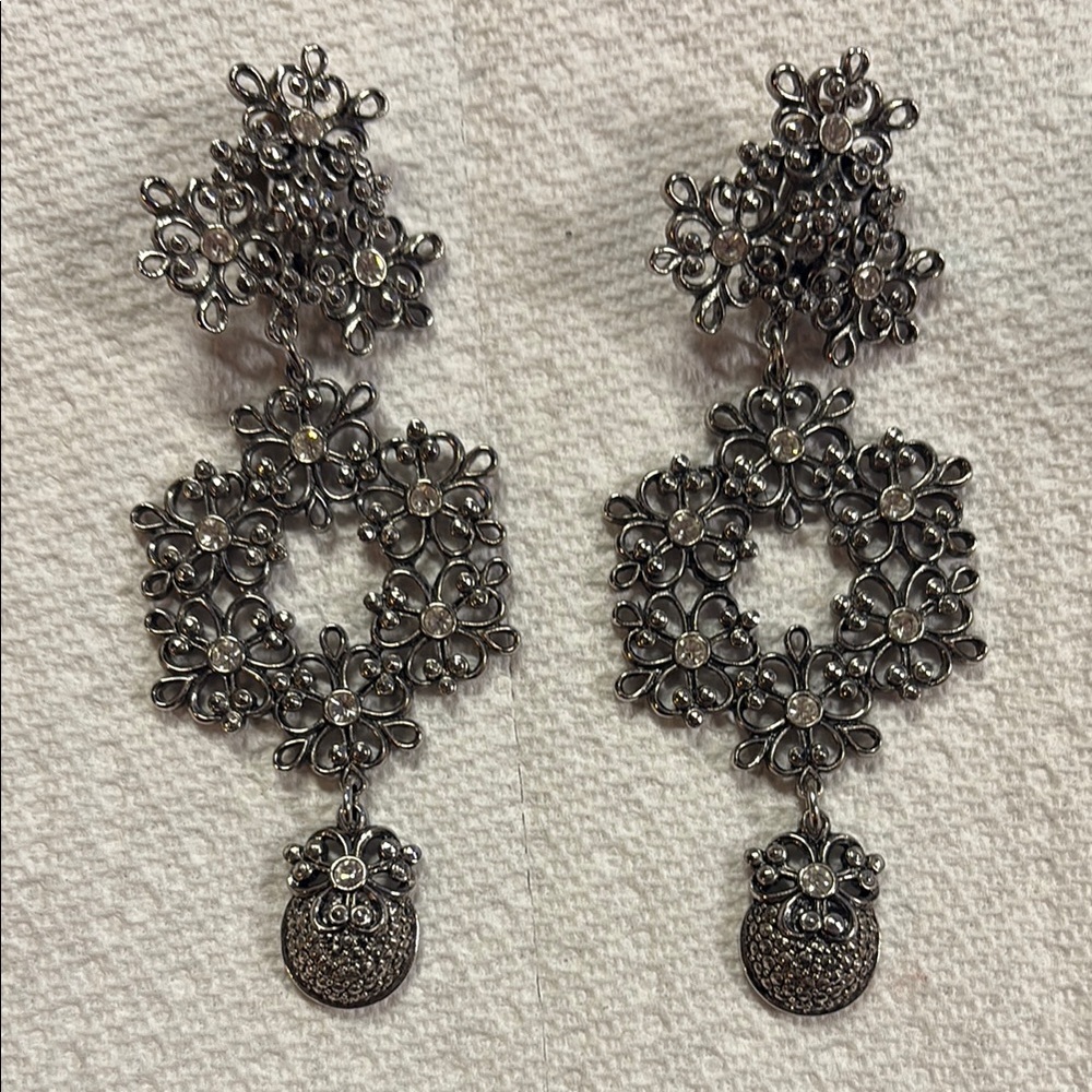 Vintage Clip-On Jose Maria Barrera Avon Silver Tone Rhinestone ER’s